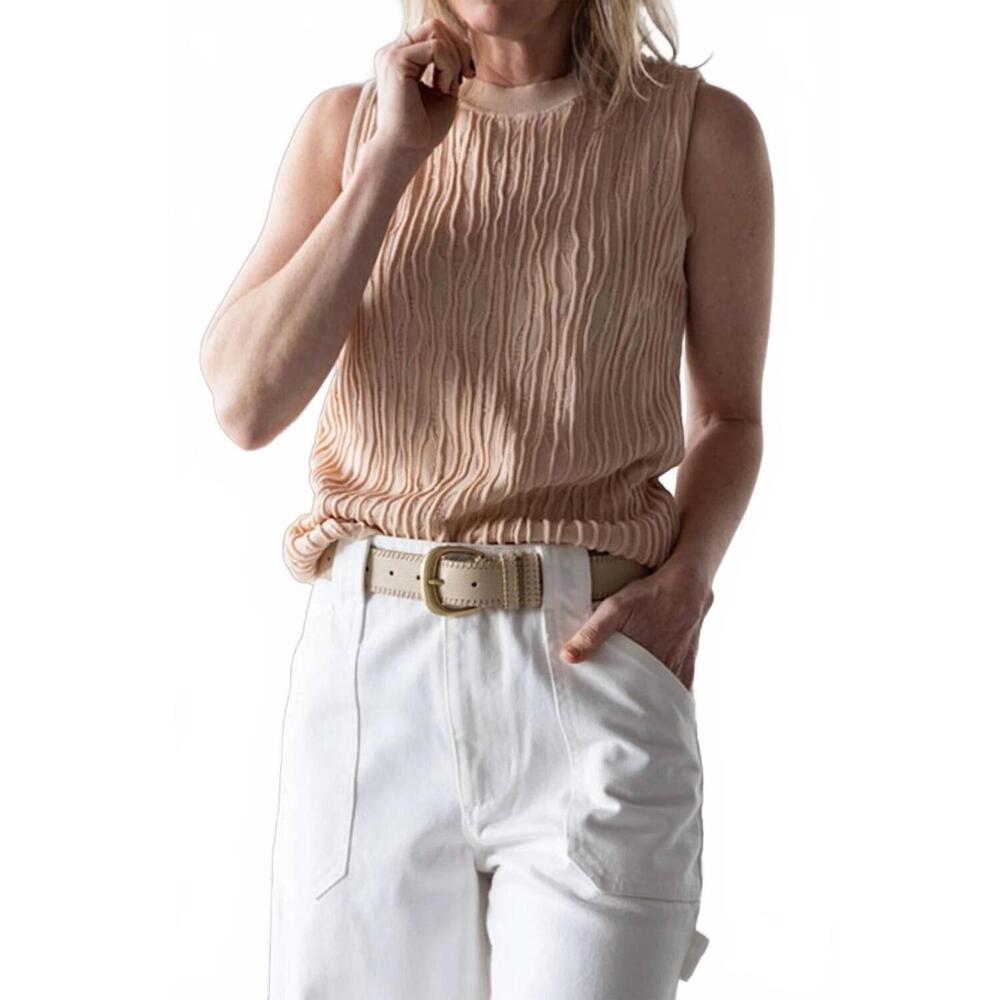 NEW ALYSI maglia textured knit top in peach